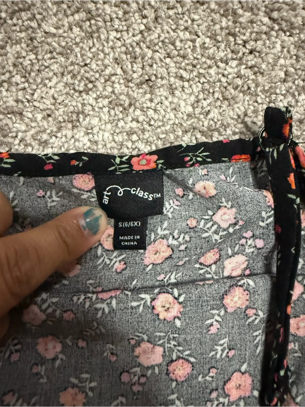 art class Black Floral Sundress with Pink & Orange Blooms